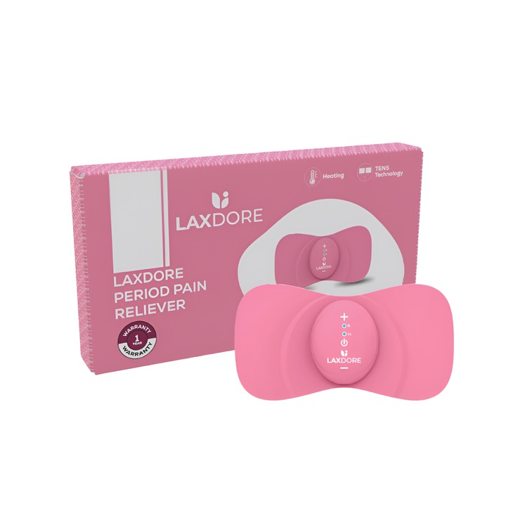 Dispozitiv Ameliorare Dureri Menstruale Laxdore Julswayfarer cu Incalzire Electrica Calda si Microcurent EMS pentru Relaxare Rapida, Ameliorare Spate, Gat, Eficient si Natural, Roz