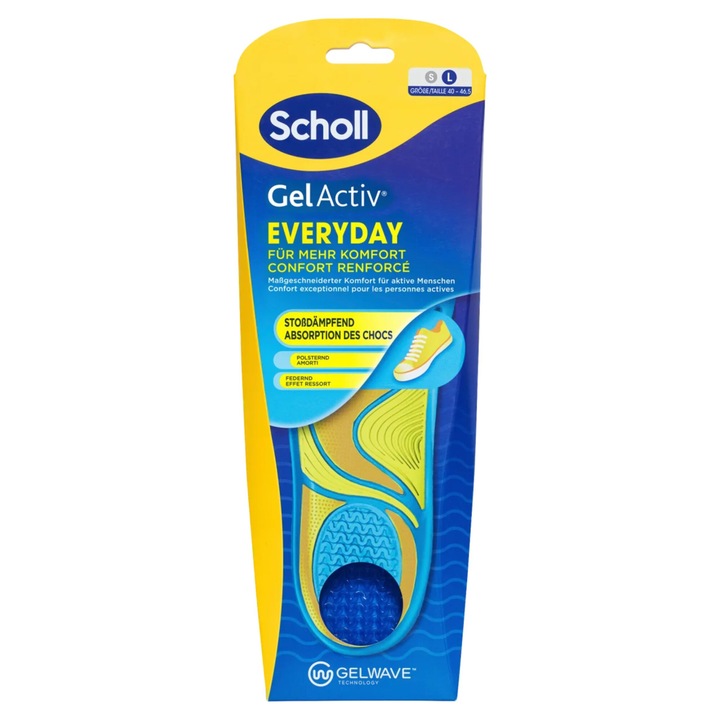 Branturi pentru pantofi barbati Scholl, Gel Activ, pentru confort zilnic, 1 pereche, marimea L (40-46.5)