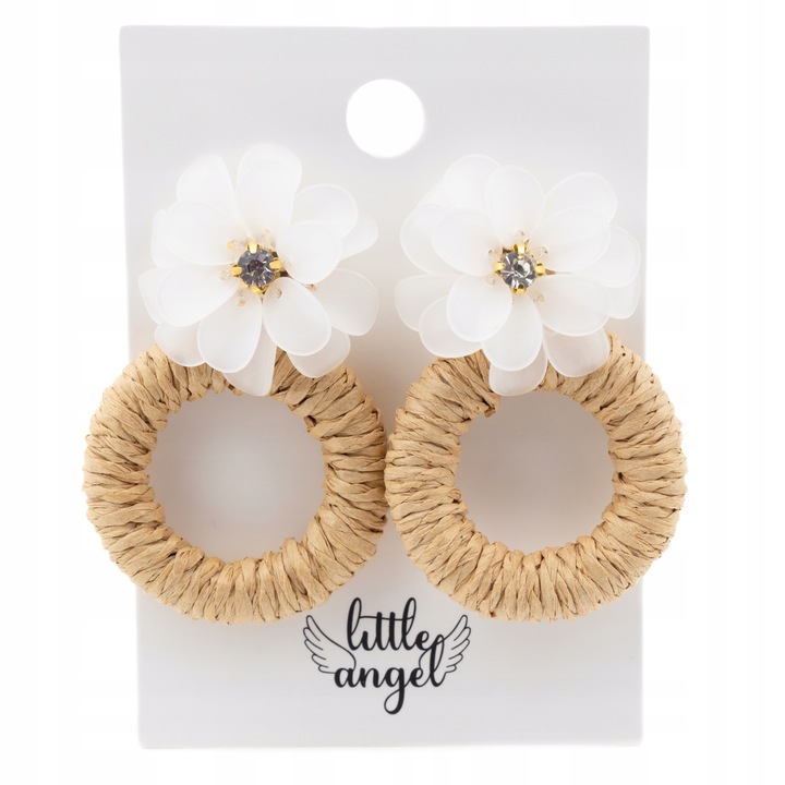 Cercei, Little Angel, J768, bej, 6, 5 cm x 4, 2 cm
