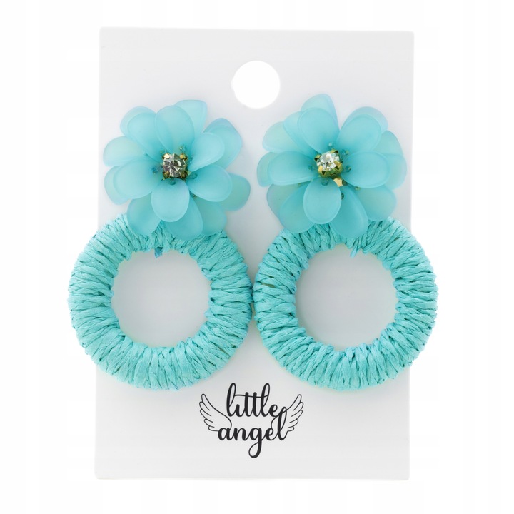 Cercei, Little Angel, J767, acvamarin, 6, 5 cm x 4, 2 cm