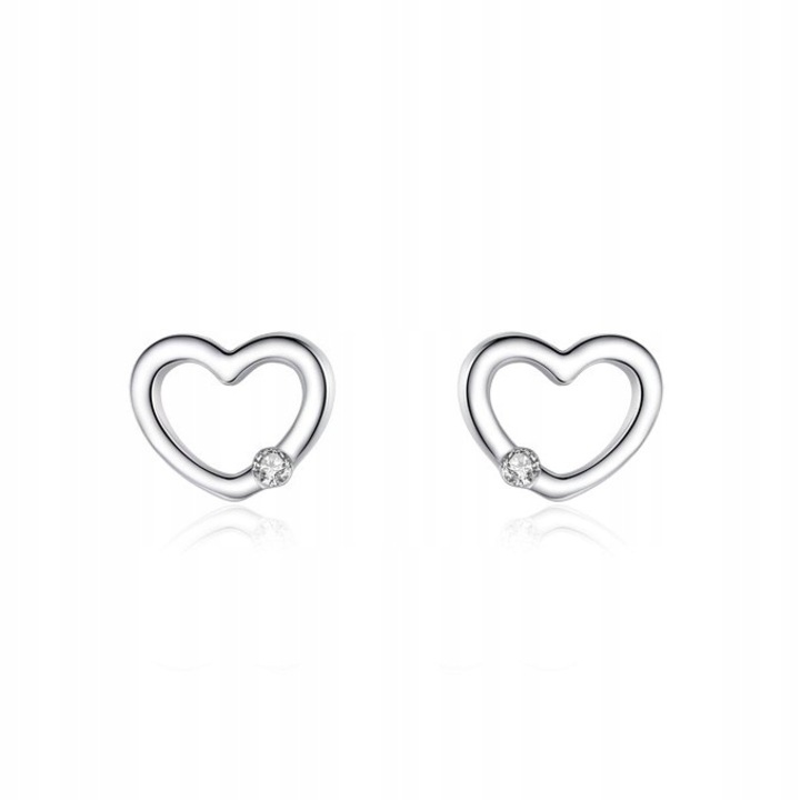 Cercei, Fraise, F285, Argint 925, Zirconiu, Motiv inima, 0, 8 cm