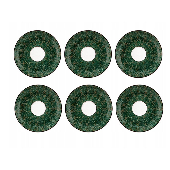 Комплект 6 зелени порцеланови десертни чинии 15см Wilmax Англия