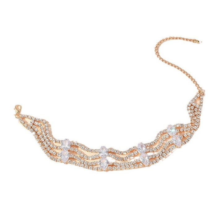 Colier dama, cupru, zirconiu, cadou, petrecere, lungime reglabila