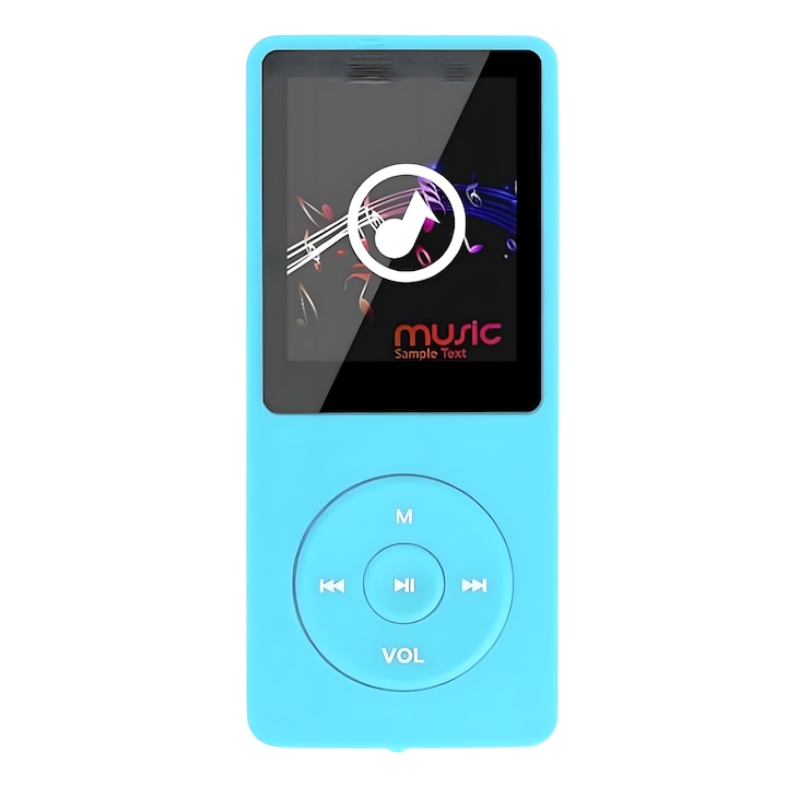 Mp3 плейър, IMODIX®, 1,8-инчов екран, 64 GB карта с памет, включена, поддържа SD карта до 128 GB, Bluetooth, FM радио, четене на електронни книги, запис на глас, син
