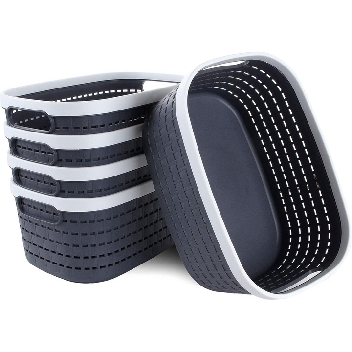 Cosuri de depozitare pentru birou, baie, dulap de bucatarie, material de inalta calitate, design gol, cel mai bun organizator, infrumuseteaza-ti camera (gri inchis)