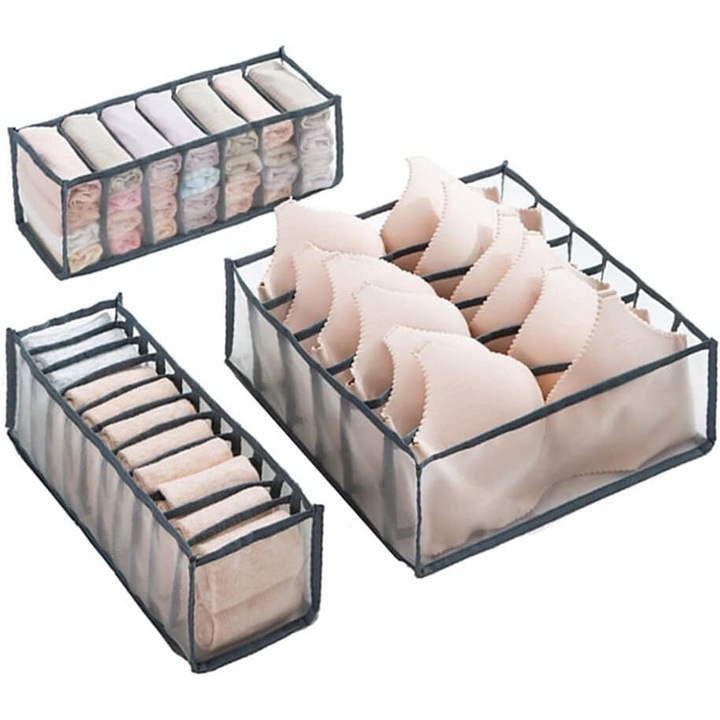 Органайзер за гардероб Enforose, 3 броя, качествен материал, сгъваем, за бельо, спестяващ време и място