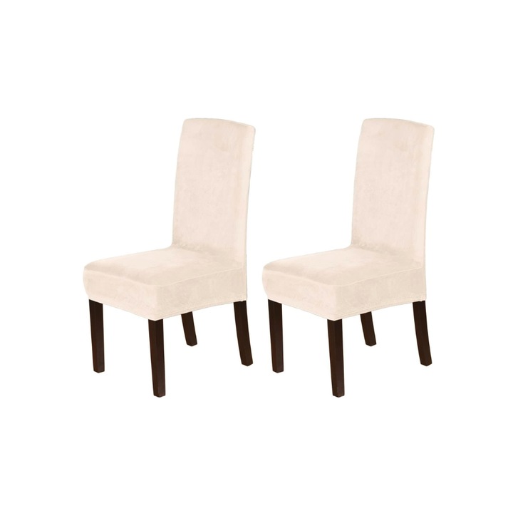 Комплект от 2 калъфа за столове, с ластик, кадифена материя, 90 х 40 см, Пудрово розово