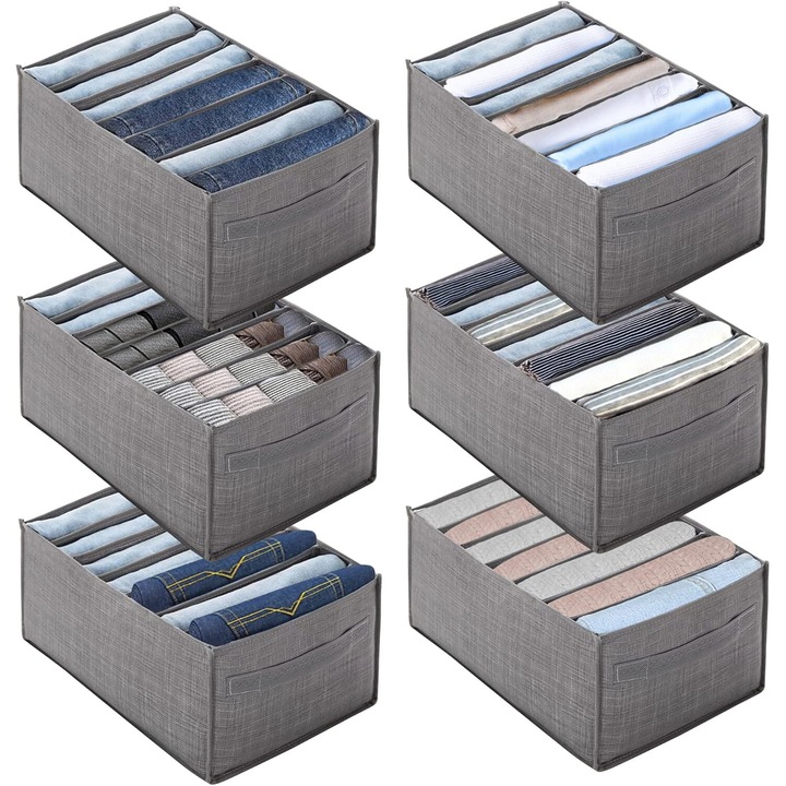 Organizator Extra Mare pentru Dulap Enforose, Fabrica Non-Tesut, Design Compact, Culoare Acaju Inchis, 6 Compartimente