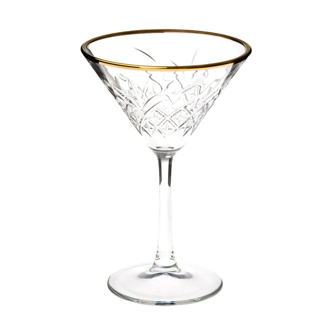 Set 4 pahare cocktail cu margine aurie Pasabahce Timeless Golden Touch, 230ml, diametru 116mm, inaltime 172mm