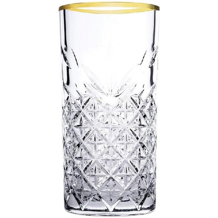 Pasabahce Timeless Golden Touch 4 db-os long drink pohár készlet arany peremmel, 295 ml, átmérő 67,5 mm, magasság 143 mm