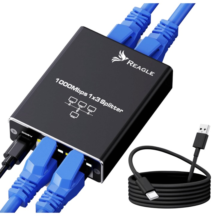Адаптер Switch Splitter Lan Reagle Ethernet Rj45 3Xrj45 1000M 1Gb