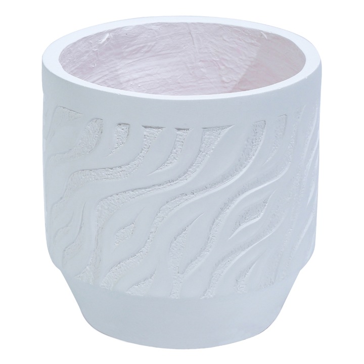 Саксия, Eco-friendly, Naimeed D6360, Екологична, Голяма, от минерални материали, Бяла, 40x39x39см