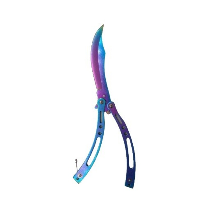 Cutit fluture pentru camping, Butterfly, model dinamic, curbat, fade, 23 cm, Dalimag