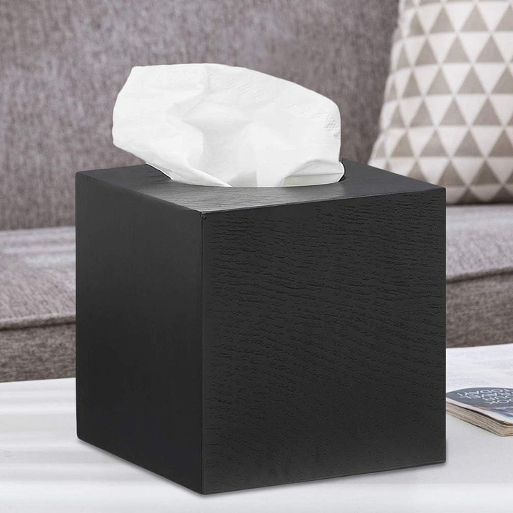 Suport servetele, Enforose, design patrat, lemn premium, 12.5x12.5x14.5cm