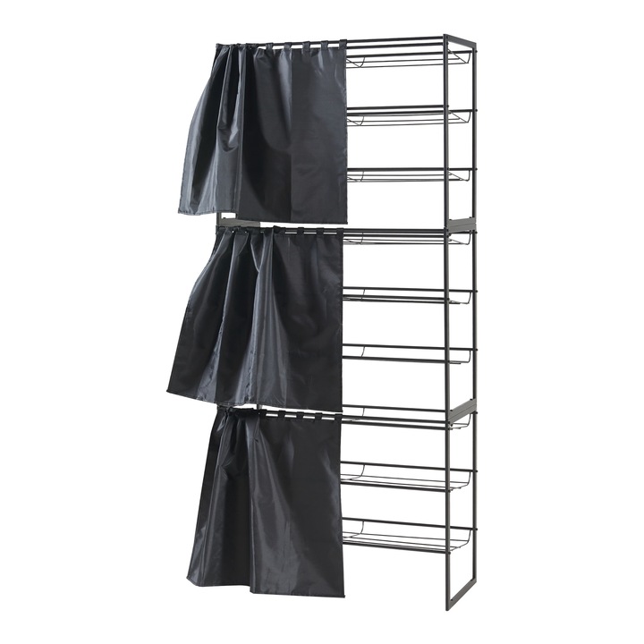 [en.casa] Cipőspolc 3 db-os szett PXFF-0217 Sel 80 x 32 x 60 cm fém poliészter polconként három szinttel