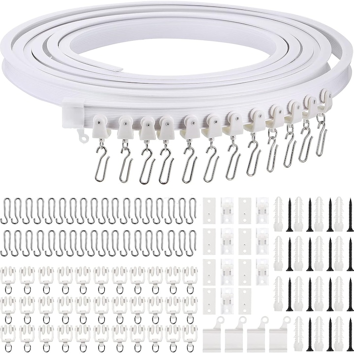 Cale de perdea flexibila, AMRINUGL, alb, 100x170cm, prindere cu bride