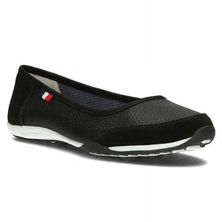 Női balerina cipő, FILIPPO DP142, bőr, Fekete, Fekete