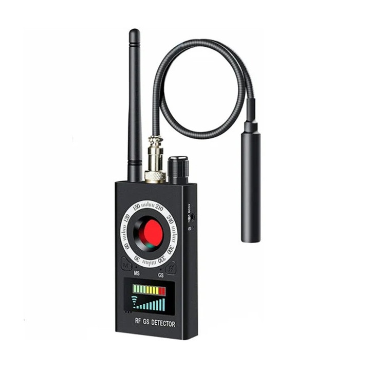 Detector Profesional Anti-Spionaj GREATON K18S, Dispozitiv pentru Detectarea Camerelor, Microfoanelor, GPS-urilor si Semnalelor GSM, Wi-Fi si Frecventelor 1-8000MHz, 10.8 cm, Negru