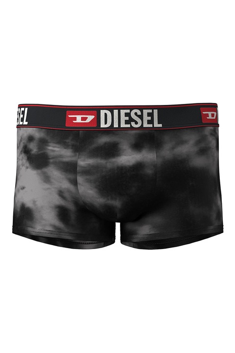 Diesel, Boxeri cu model tie-dye si banda logo in talie, Negru/Gri deschis