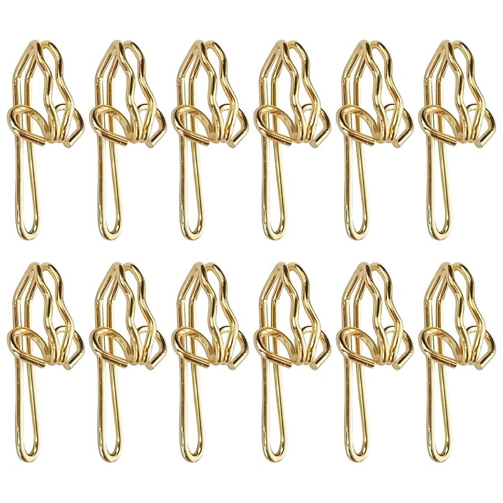 Set 100 Carlige pentru perdele, Inox, 12 x 28 mm, Auriu