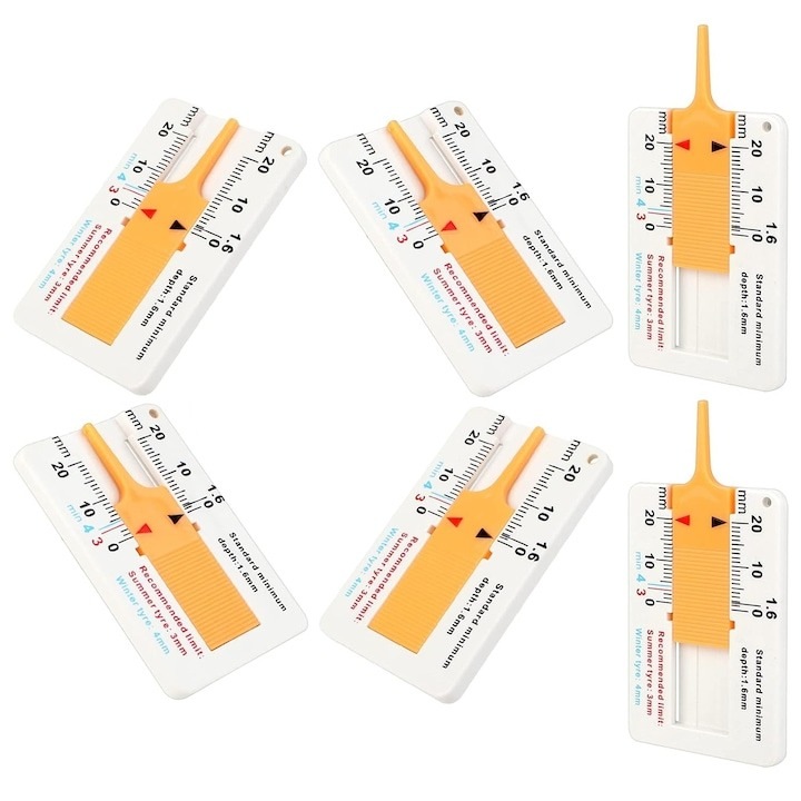 Set 6x Manometru dispozitiv de masurat anvelope, din plastic, 42-65 mm, Dactylion®