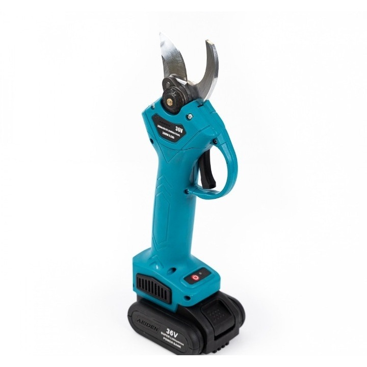Foarfeca electrica portabila pentru Gradinarit AEIDEN ®, 2 Acumulatori 36V, 500W, Lama din otel Carbon, baterie 8000mAh, 1 incarcator, design modern, accesorii incluse si valiza de transport, autonomie mare