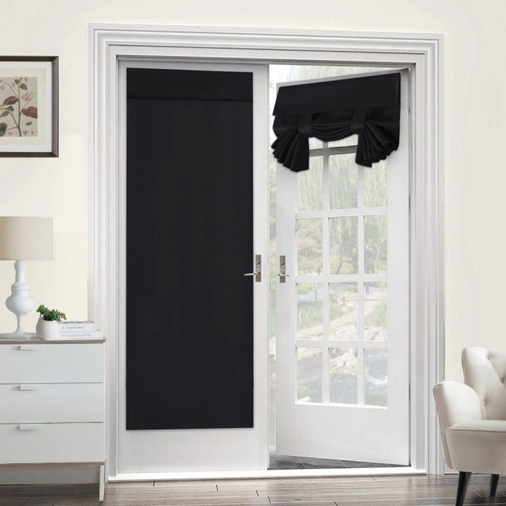 Perdea pentru usa 3-in-1 ZYBLSSBB LSM2XH-BST3010242-1, blackout autoadeziva, izolare termica, negru
