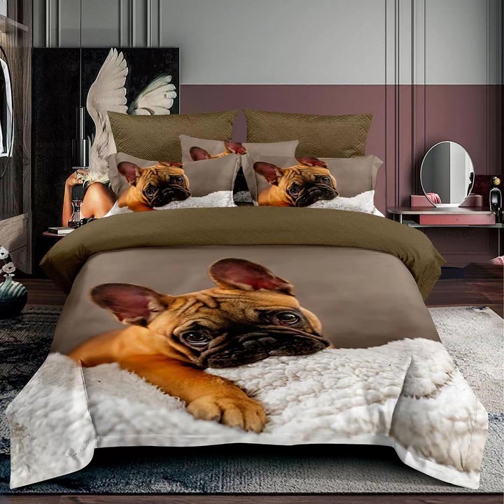 Gazdaságos ágyneműgarnitúra egy személy részére Finet pamut 3 db 3D, steppelt párna 50x70 cm és paplan 140x210 cm tavaszi ősz (F1P27)