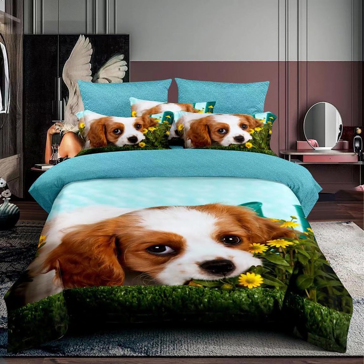 Gazdaságos ágyneműgarnitúra egy személyre Finet pamut 3 db 3D, steppelt párna 50x70 cm és paplan 140x210 cm tavaszi ősz (F1P24)