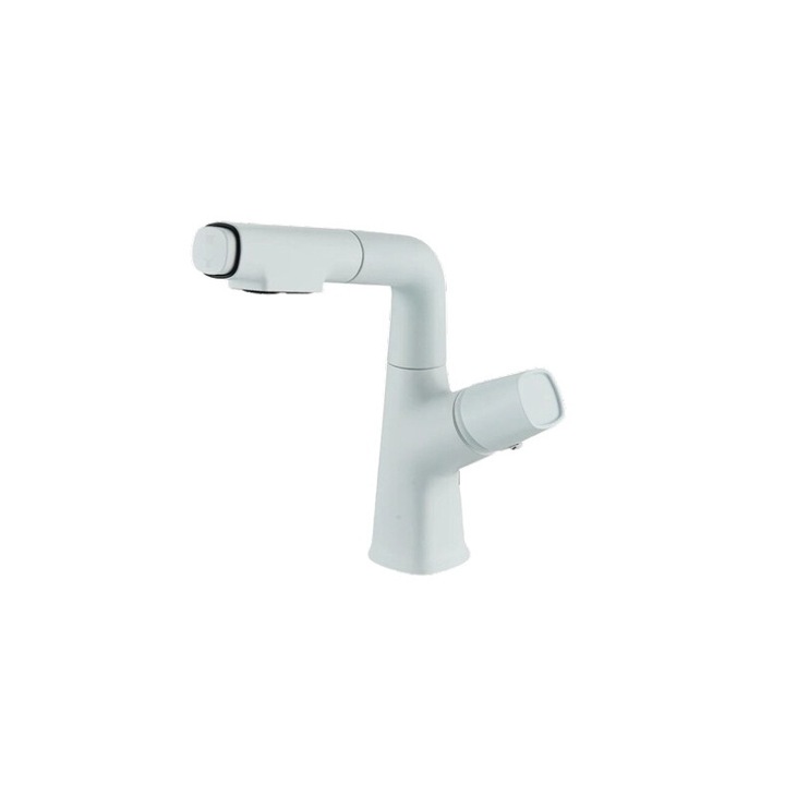 Смесител за мивка Blackswan тип M350 бял повдигащ се модел с два режима на работа размер 24 см