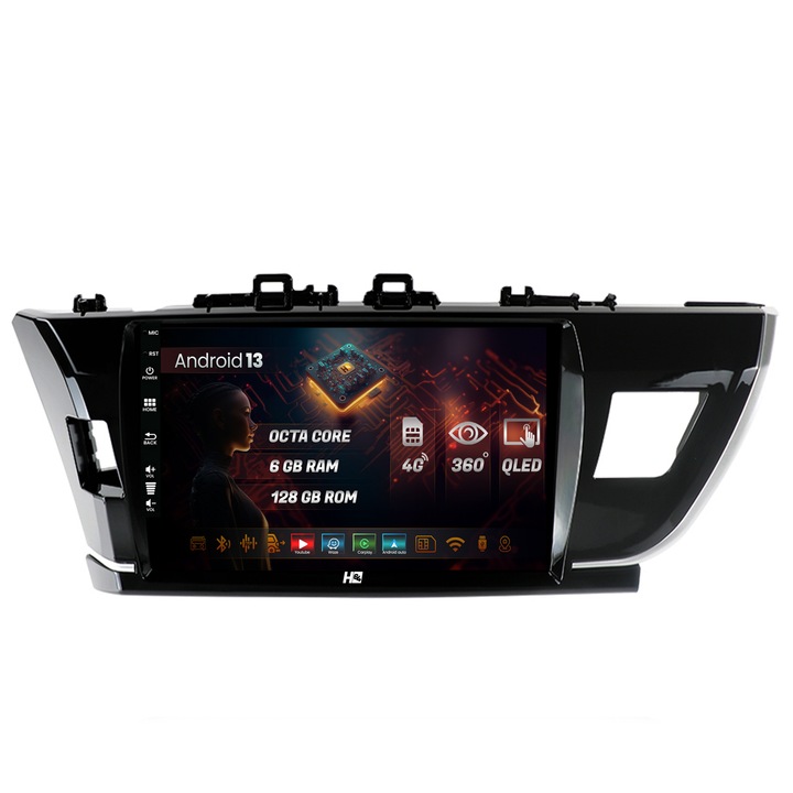 Navigatie HUB64 Toyota Corolla (2012-2016), 6GB RAM, Android 13, Octacore, Slot Sim 4G, DSP, GPS, Wi-FI, Carplay, Android Auto, USB, Bluetooth, Waze, Touchscreen, 10.1 Inch v2
