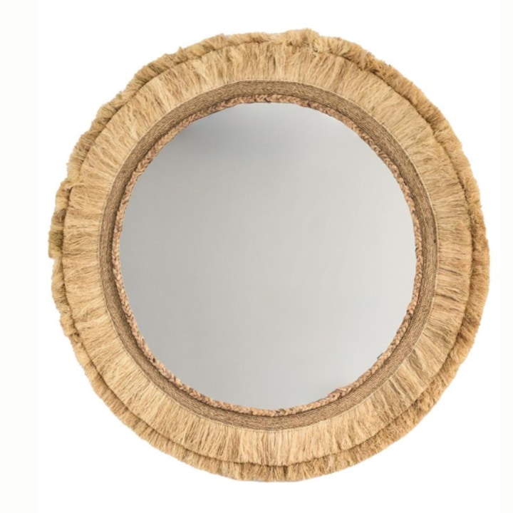 MONNARITA dísztükör, tengeri fű, 130cm átmérő, 20cm szélesség, Boho stílus