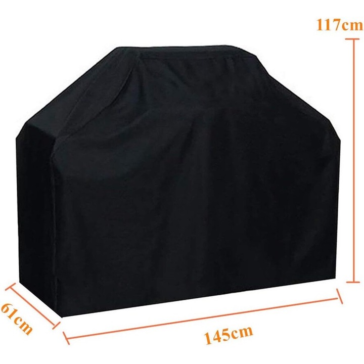 Husa pentru gratar YSBER, 145x61x117cm, impermeabila, rezistenta la vant, neagra, cu sac depozitare