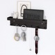 Suport chei Cozevdnt, 6 carlige, metal, negru, cu raft, montare pe perete