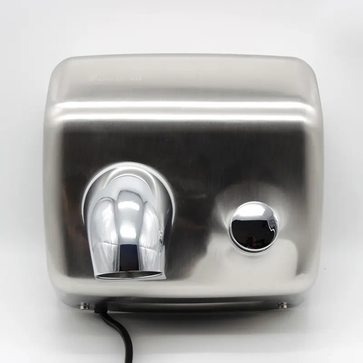 Nyomógombos, fémházas kézszárító, 2300 Watt, króm színű