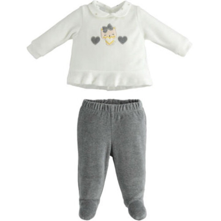 Комплект блуза и панталон за момиче I Do 4.5267, Бял/Сив