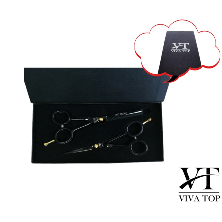 Комплект ножици viva top pastel line 5.5" с деглосер и черна кутия