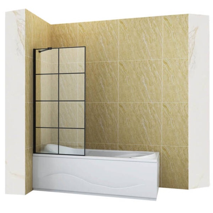 Paravan cada 70x140 cm Silla Pro MADISON+, Fix, sticla clara, profil Negru