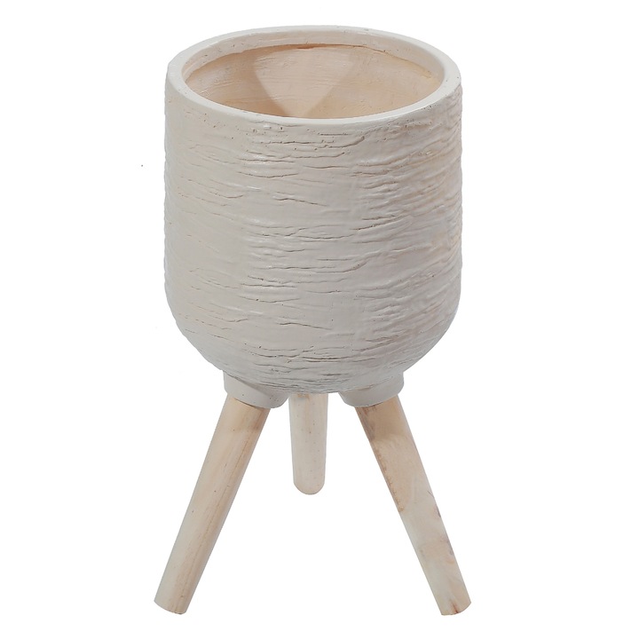 Ghiveci ecologic, Eco-friendly, Naimeed D6391, Mare, din materiale minerale, Bej, 38x36x36cm