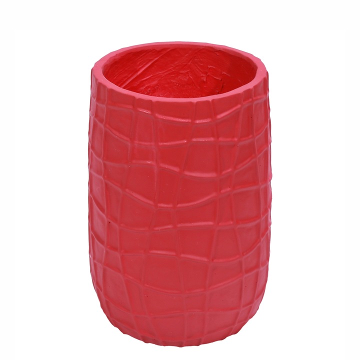 Ghiveci ecologic, Eco-friendly, Naimeed D6390, Mic, din materiale minerale, Rosu, 31x20x20cm