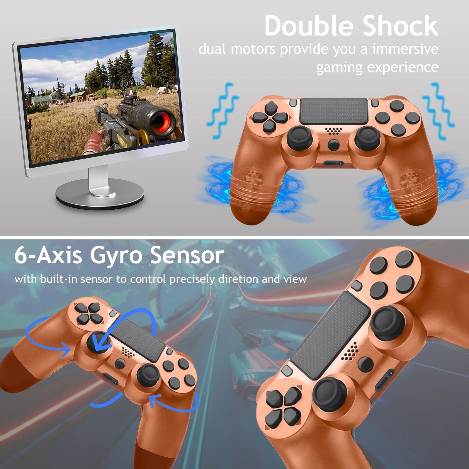 Controler wireless Healife pentru Playstation 4, cu vibratii duble