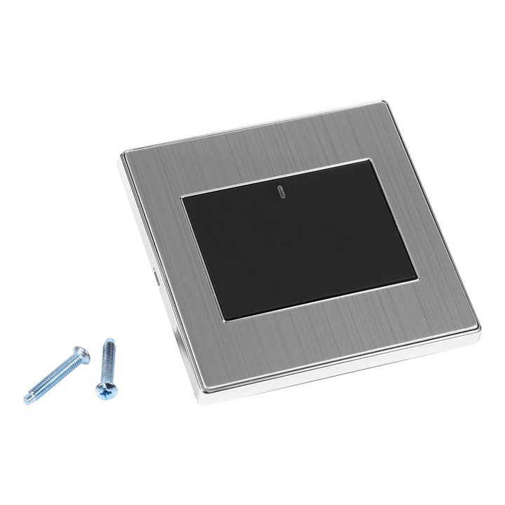 Jormftte elektromos kapcsoló, 1 gang, rozsdamentes acél panel, LED-del, 250V 10A, modern