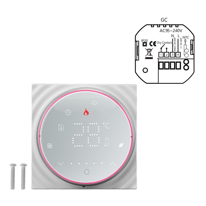 Mmgoqqt WiFi термостат, програмируем, LED дисплей, бял, 13 мм