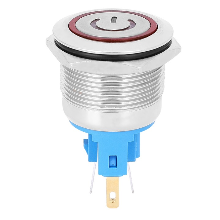 Комплект от 2 ключа със самозаключващ се бутон, Jormftte, Inox, 6 пина, 12-24 V DC, IP65, 22 mm, многоцветен