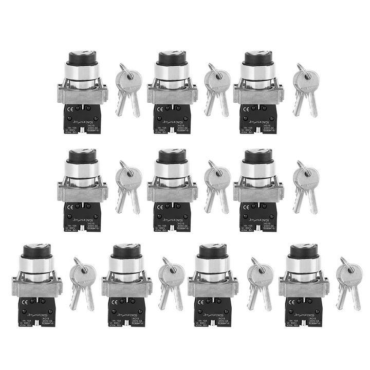 10 darabos Jormftte BEM-XB2-20Y/33 kapcsolókészlet, ABS, AC240V, ezüstötvözet érintkezők