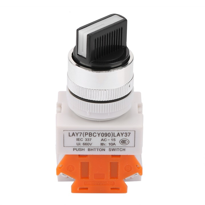 Választókapcsoló, 2 állású, önzáró forgókapcsoló, rövid kar, LAY37-11X/21