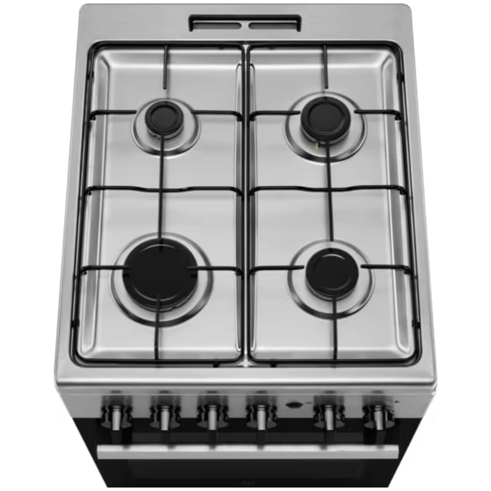 Aragaz Electrolux LKG504012X, Gaz, 4 arzatoare, Aprindere integrata plita si cuptor, Siguranta plita si cuptor, Autocuratare catalitica, Grill electric, Rotisor, 50 cm, Inox