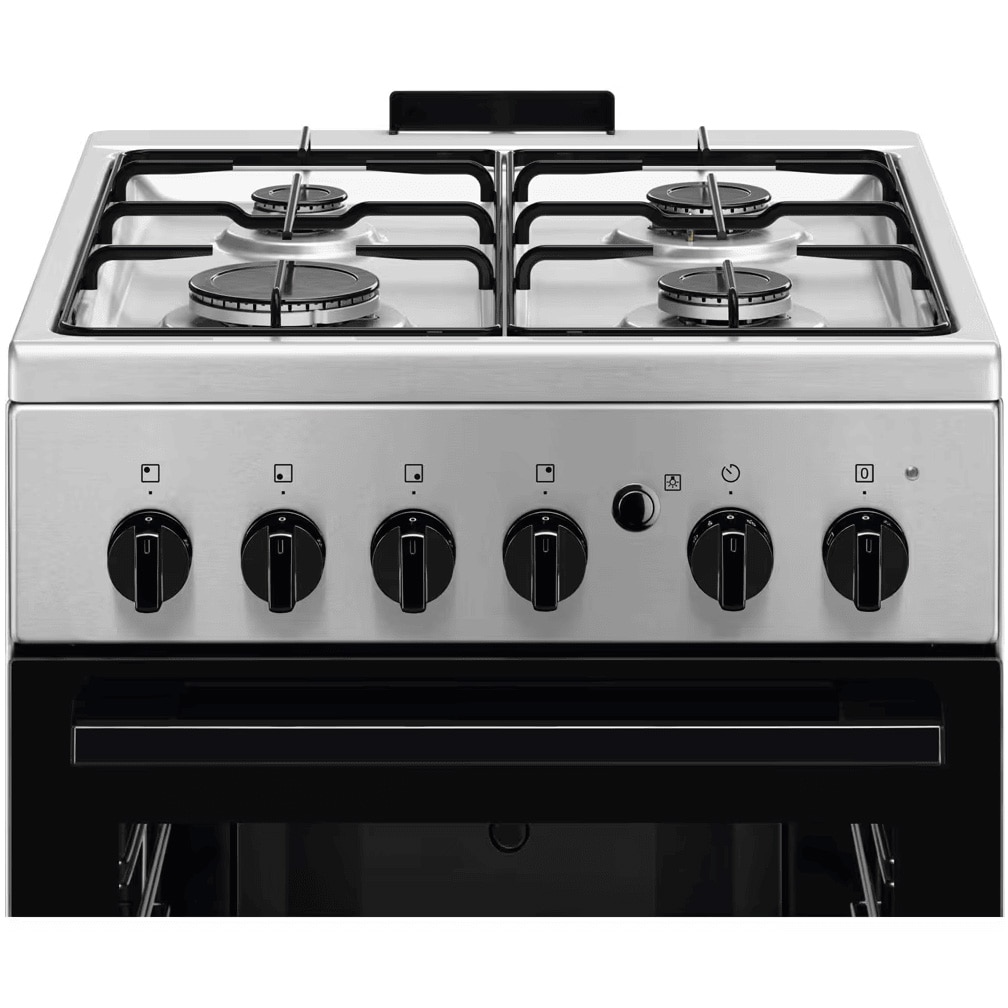 Aragaz Electrolux LKG504012X, Gaz, 4 arzatoare, Aprindere integrata plita si cuptor, Siguranta plita si cuptor, Autocuratare catalitica, Grill electric, Rotisor, 50 cm, Inox