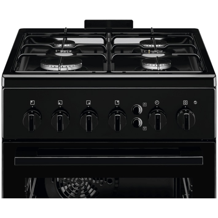 Aragaz Electrolux LKG504022K, Gaz, 4 arzatoare, Aprindere integrata plita si cuptor, Siguranta plita si cuptor, Autocuratare catalitica, Grill electric, 50 cm, Negru