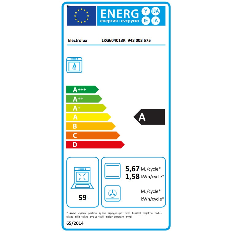 Aragaz Electrolux LKG504013K, Gaz, 4 arzatoare, Aprindere integrata plita si cuptor, Siguranta plita si cuptor, Autocuratare catalitica, Grill electric, Rotisor, Clasa A, 60 cm, Negru